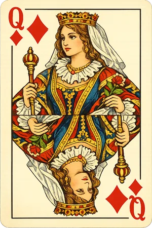 Dame de carreau, carte illustrée du jeu